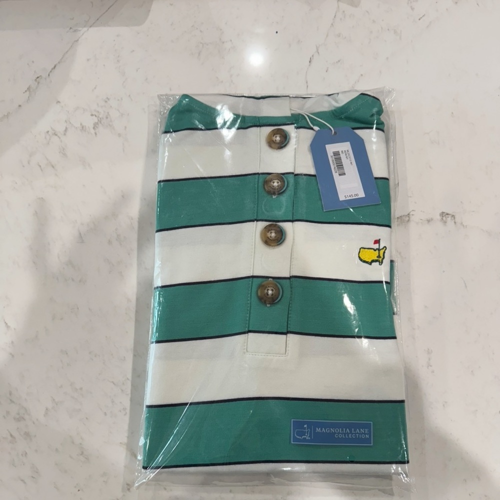 Magnolia Lane Green and White Striped Polo Hoodie masters